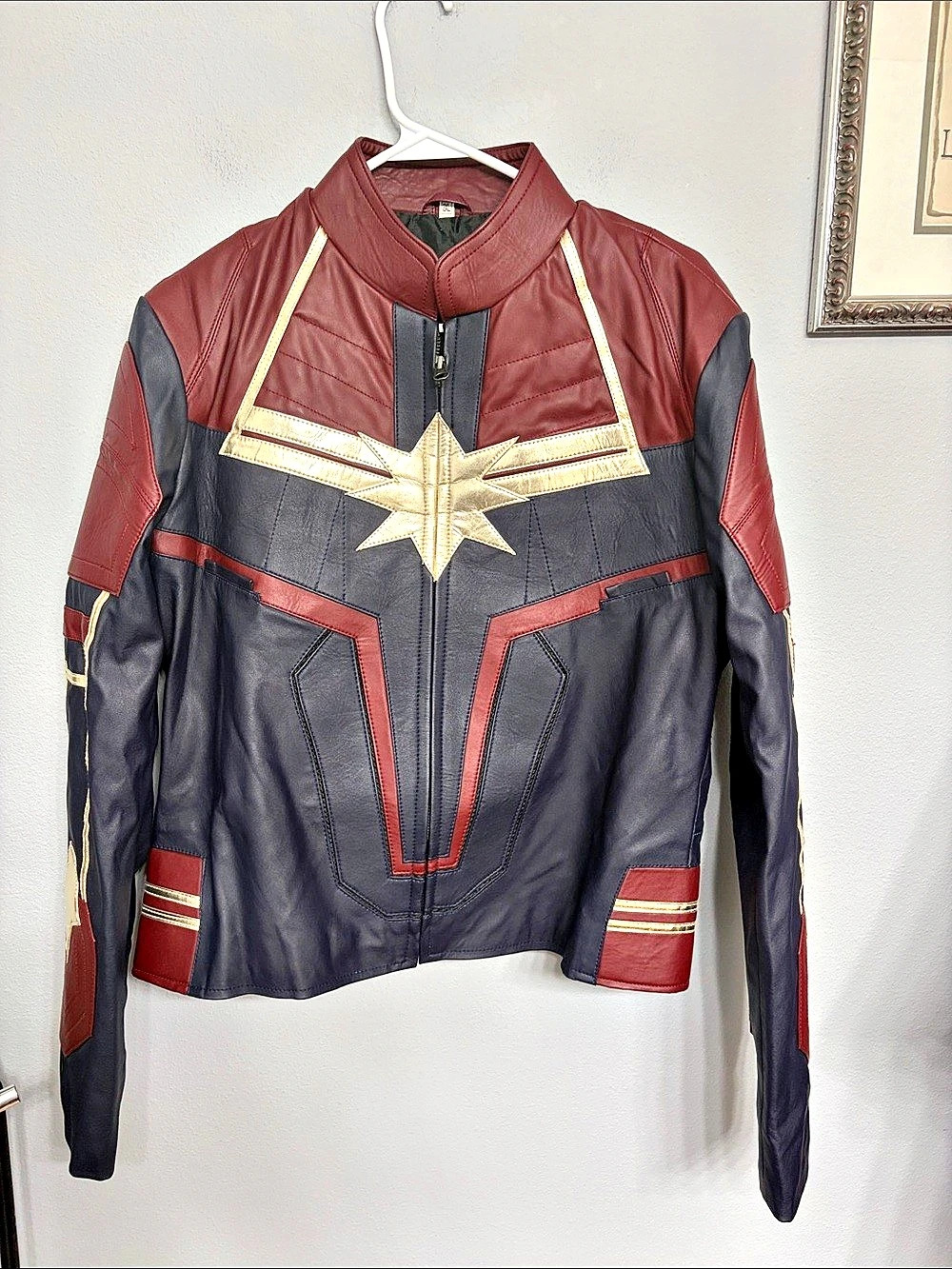 Marvel Captain Marvel Carol Danvers Cosplay Faux Leather Jacket 2XL fits like XL